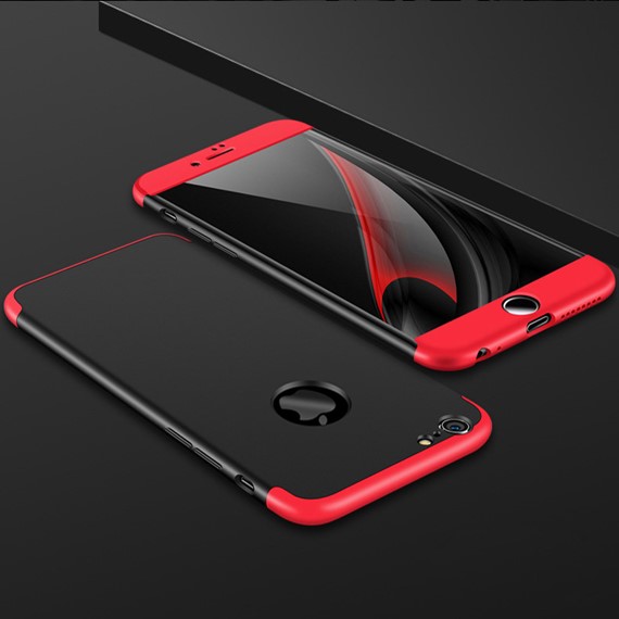 Microsonic Apple iPhone 8 Kılıf Double Dip 360 Protective Siyah Kırmızı 3