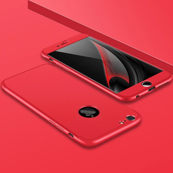 Microsonic Apple iPhone 8 Kılıf Double Dip 360 Protective Kırmızı 3