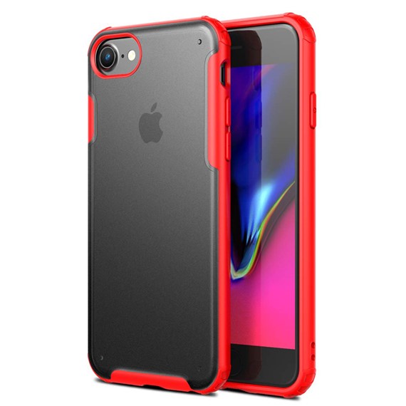 Microsonic Apple iPhone 8 Kılıf Frosted Frame Kırmızı 1