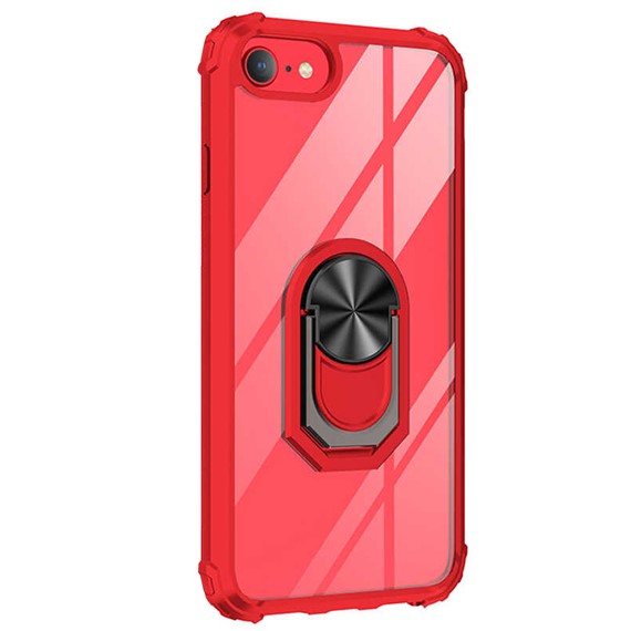 Microsonic Apple iPhone 8 Kılıf Grande Clear Ring Holder Kırmızı 2