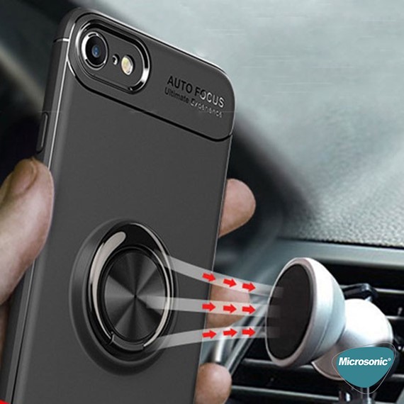 Microsonic Apple iPhone 7 Kılıf Kickstand Ring Holder Siyah 3