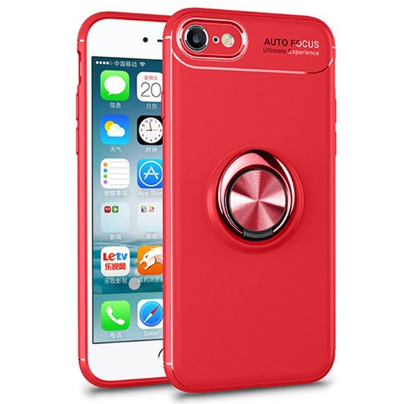 Microsonic Apple iPhone 8 Kılıf Kickstand Ring Holder Kırmızı 1