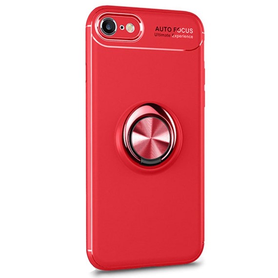 Microsonic Apple iPhone 8 Kılıf Kickstand Ring Holder Kırmızı 2