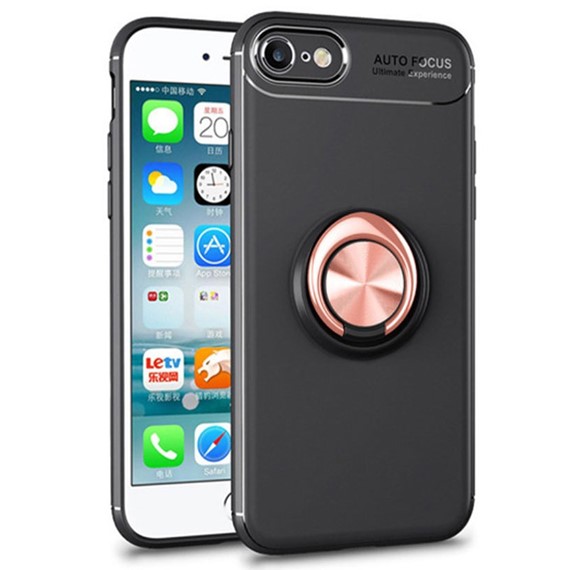 Microsonic Apple iPhone 8 Kılıf Kickstand Ring Holder Siyah Rose 1