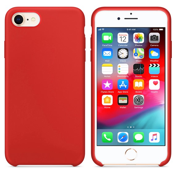 Microsonic Apple iPhone 8 Kılıf Liquid Lansman Silikon Kırmızı 1
