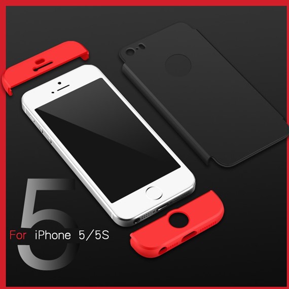 Microsonic Apple iPhone SE Kılıf Double Dip 360 Protective Siyah 3