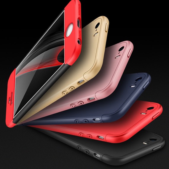 Microsonic Apple iPhone SE Kılıf Double Dip 360 Protective Siyah Kırmızı 4
