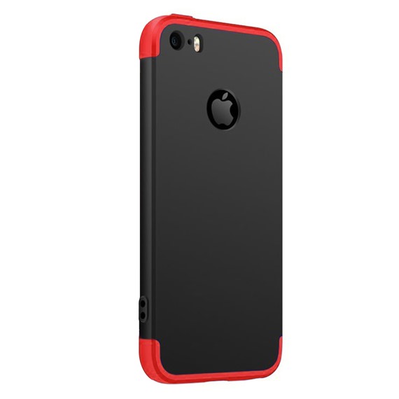 Microsonic Apple iPhone SE Kılıf Double Dip 360 Protective Siyah Kırmızı 2