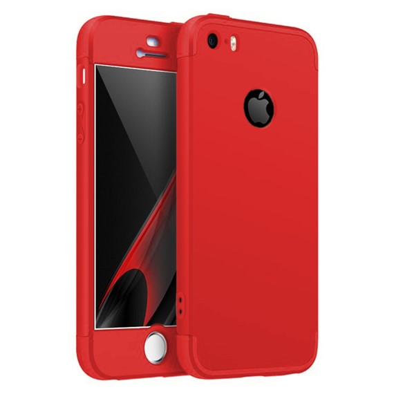 Microsonic Apple iPhone SE Kılıf Double Dip 360 Protective Kırmızı 1