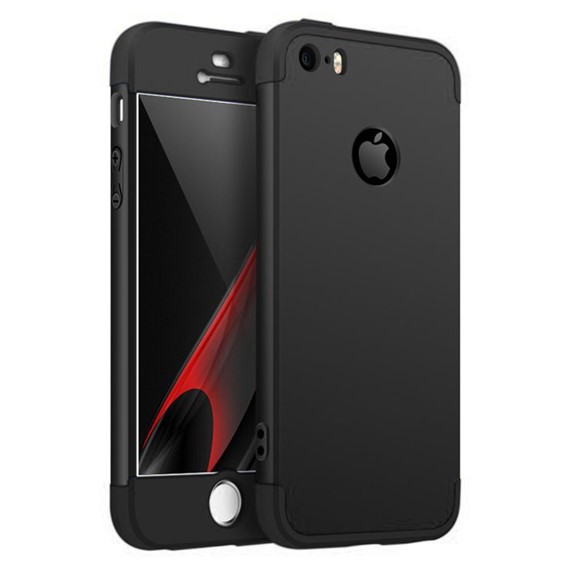 Microsonic Apple iPhone SE Kılıf Double Dip 360 Protective Siyah 1