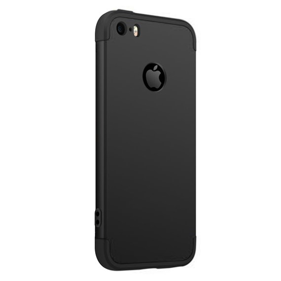 Microsonic Apple iPhone SE Kılıf Double Dip 360 Protective Siyah 2