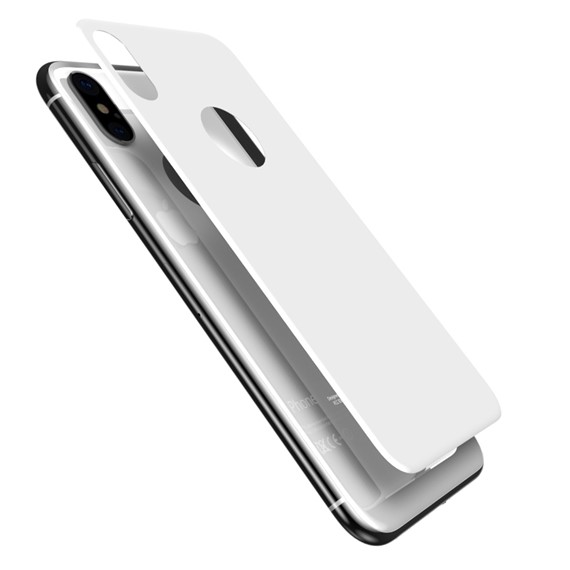 Microsonic Apple iPhone X Arka Tam Kaplayan Temperli Cam Koruyucu Beyaz 2
