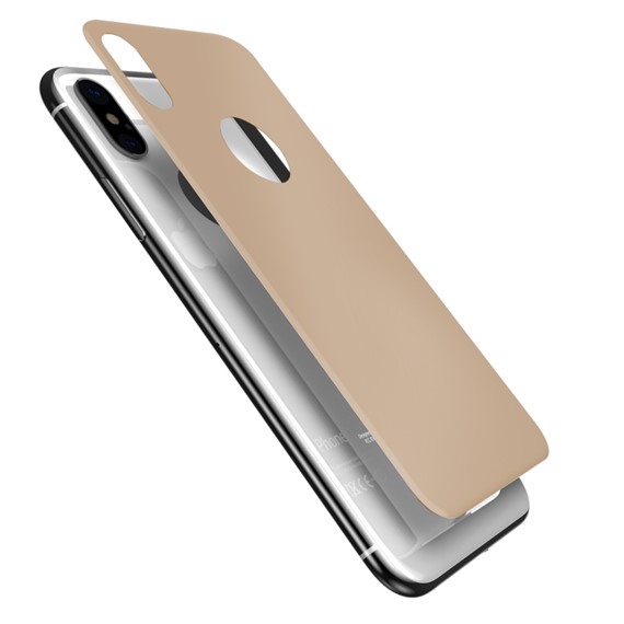 Microsonic Apple iPhone X Arka Tam Kaplayan Temperli Cam Koruyucu Gold 2