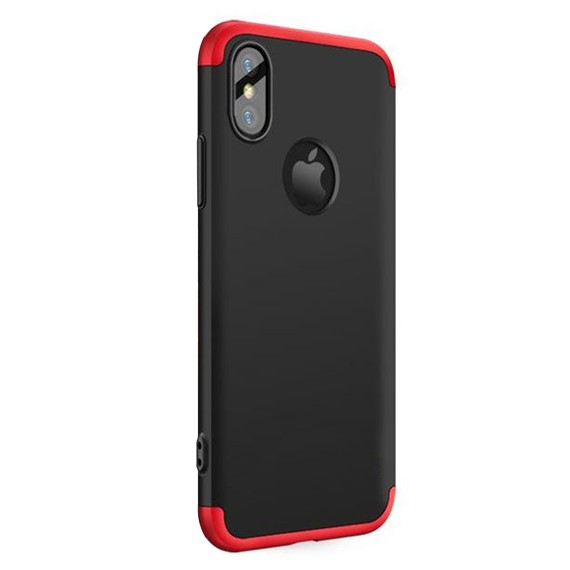 Microsonic Apple iPhone X Kılıf Double Dip 360 Protective Siyah Kırmızı 2