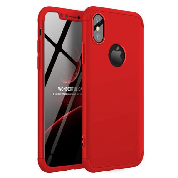 Microsonic Apple iPhone X Kılıf Double Dip 360 Protective Kırmızı 1