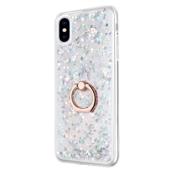 Microsonic Apple iPhone X Kılıf Glitter Liquid Holder Gümüş 2