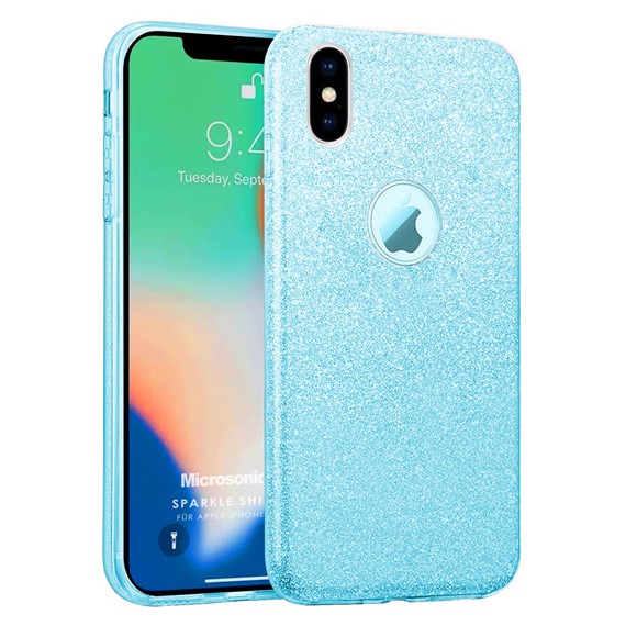 Microsonic Apple iPhone XS Kılıf Sparkle Shiny Mavi 1