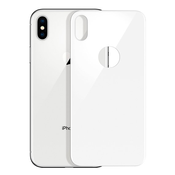 Microsonic Apple iPhone XS Arka Tam Kaplayan Temperli Cam Koruyucu Beyaz 1