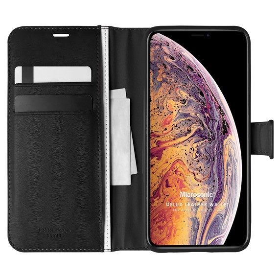 Microsonic Apple iPhone XS Max Kılıf Delux Leather Wallet Siyah 1