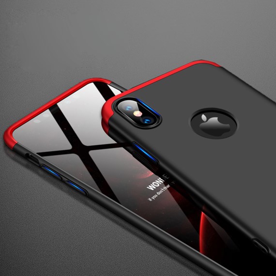 Microsonic Apple iPhone XS Max 6 5 Kılıf Double Dip 360 Protective Siyah Kırmızı 4