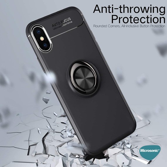 Microsonic Apple iPhone XS Max Kılıf Kickstand Ring Holder Siyah 3