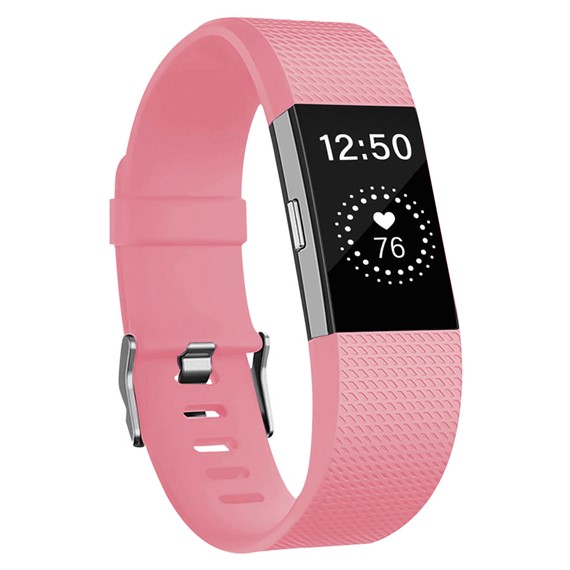 Microsonic Fitbit Charge 2 Kordon Silicone Sport Band Pembe 1
