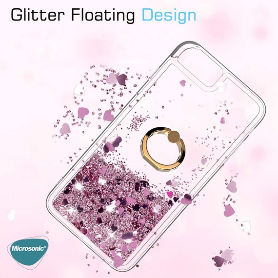 Microsonic Apple iPhone 12 Pro Kılıf Glitter Liquid Holder Pembe 3