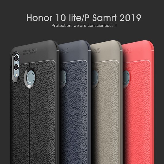 Microsonic Huawei Honor 10 Lite Kılıf Deri Dokulu Silikon Siyah 4