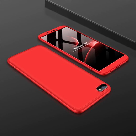 Microsonic Huawei Honor 7S Kılıf Double Dip 360 Protective Kırmızı 3