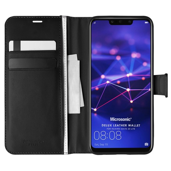 Microsonic Huawei Mate 20 Lite Kılıf Delux Leather Wallet Siyah 1