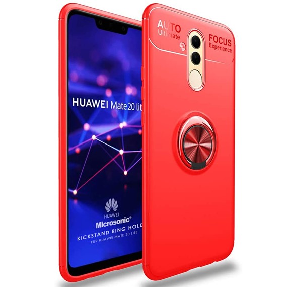 Microsonic Huawei Mate 20 Lite Kılıf Kickstand Ring Holder Kırmızı 1