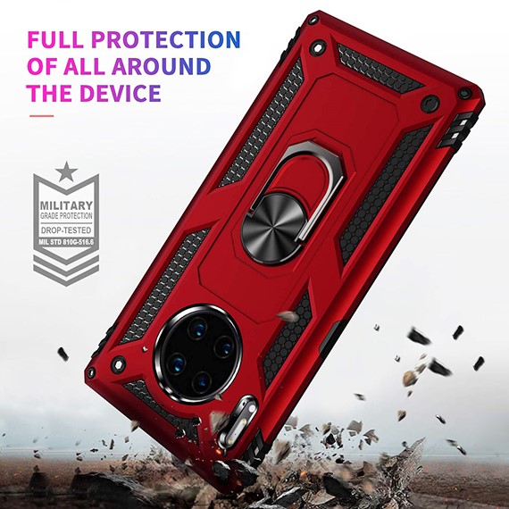 Microsonic Huawei Mate 30 Pro Kılıf Military Ring Holder Kırmızı 4