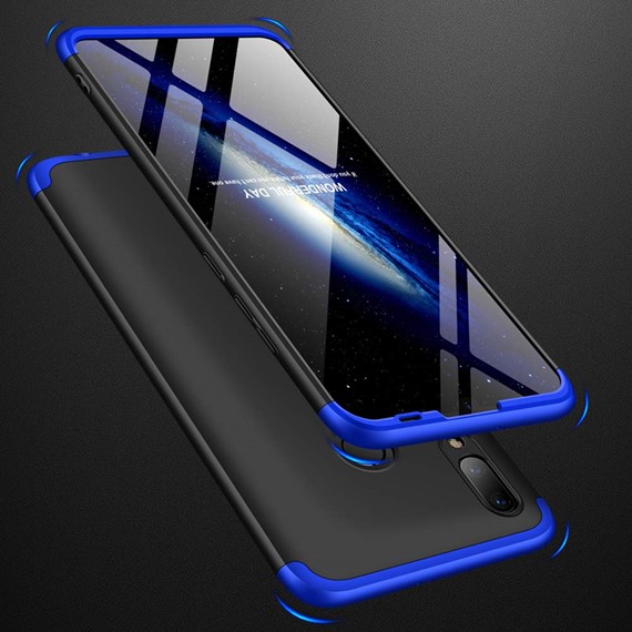 Microsonic Huawei P Smart 2019 Kılıf Double Dip 360 Protective Siyah Mavi 5