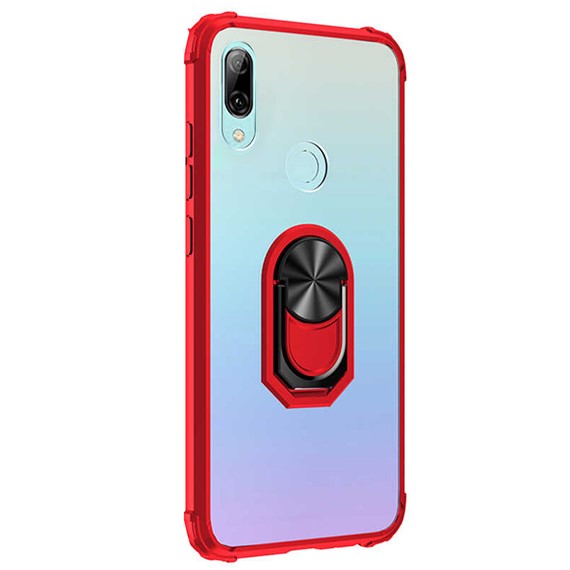 Microsonic Huawei P Smart 2019 Kılıf Grande Clear Ring Holder Kırmızı 2
