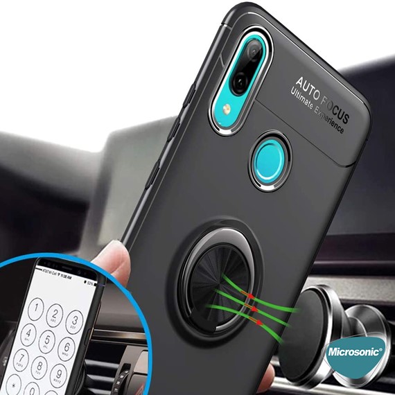 Microsonic Huawei P Smart 2019 Kılıf Kickstand Ring Holder Lacivert 3