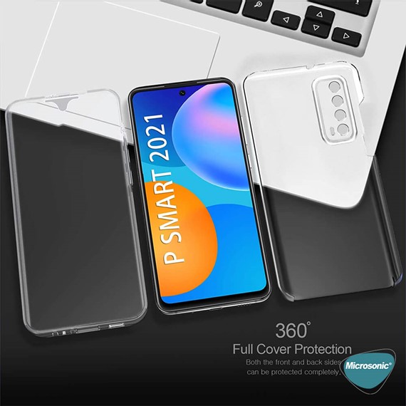 Microsonic Huawei P Smart 2021 Kılıf 6 Tarafı Tam Full Koruma 360 Clear Soft Şeffaf 3