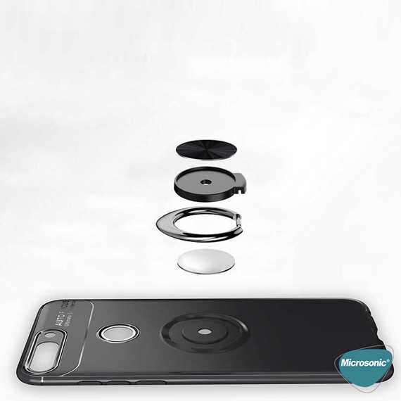 Microsonic Huawei P Smart Kılıf Kickstand Ring Holder Lacivert 3