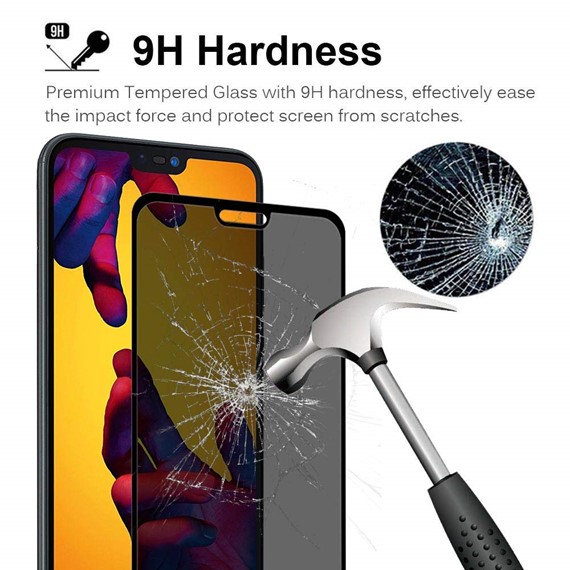 Microsonic Huawei P20 Lite Privacy 5D Gizlilik Filtreli Cam Ekran Koruyucu Siyah 4