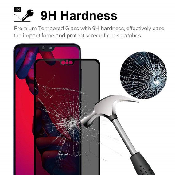 Microsonic Huawei P20 Pro Privacy 5D Gizlilik Filtreli Cam Ekran Koruyucu Siyah 4
