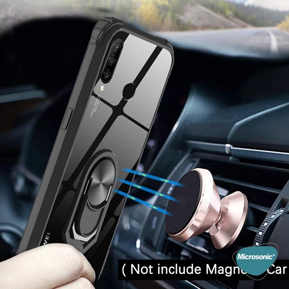 Microsonic Huawei P30 Lite Kılıf Grande Clear Ring Holder Siyah 3
