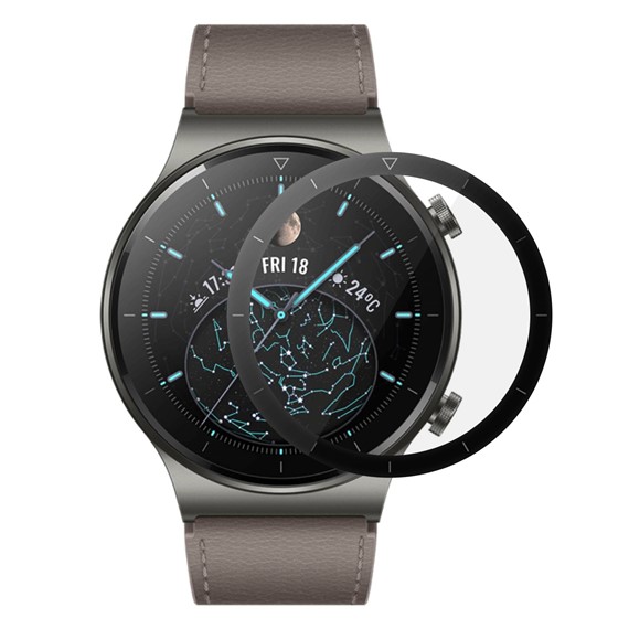 Microsonic Huawei Watch GT2 Pro Tam Kaplayan Temperli Cam Full Ekran Koruyucu Siyah 1