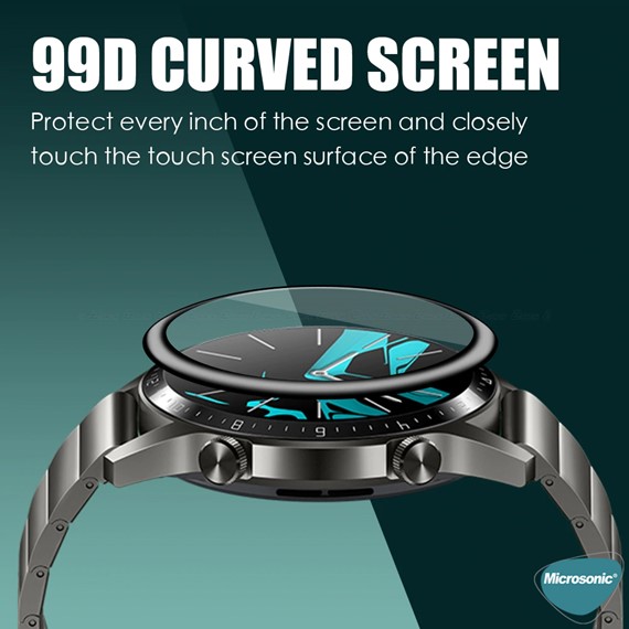 Microsonic Huawei Watch GT2 Pro Tam Kaplayan Temperli Cam Full Ekran Koruyucu Siyah 3