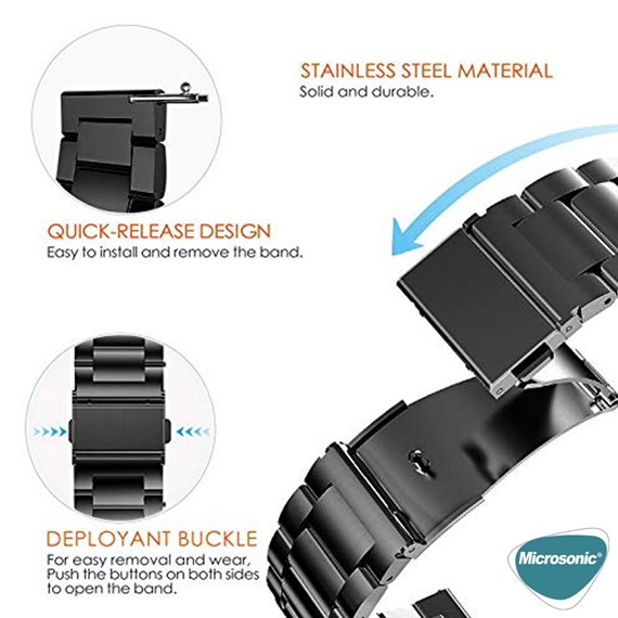 Microsonic Huawei Watch Buds Metal Stainless Steel Kordon Gümüş 7