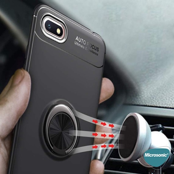 Microsonic Huawei Honor 7S Kılıf Kickstand Ring Holder Siyah 3
