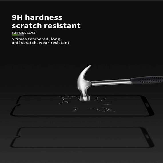 Microsonic Huawei Y5 2019 Tam Kaplayan Temperli Cam Ekran Koruyucu Siyah 3
