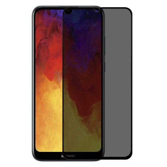 Microsonic Huawei Y7 2019 Privacy 5D Gizlilik Filtreli Cam Ekran Koruyucu Siyah 1