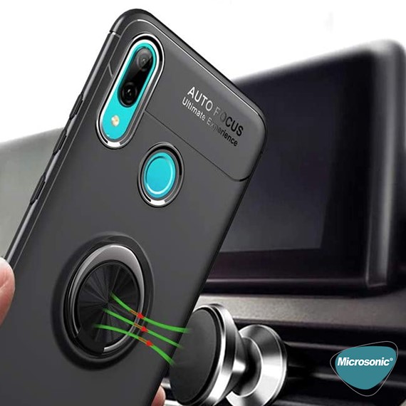 Microsonic Huawei Y7 2019 Kılıf Kickstand Ring Holder Siyah 3