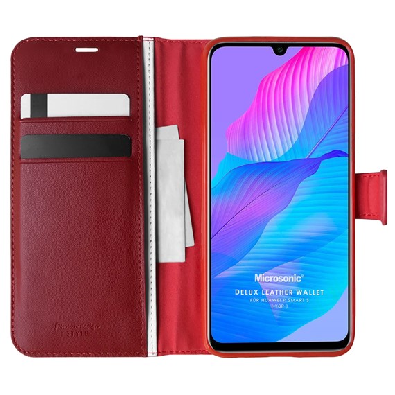 Microsonic Huawei Y8P Kılıf Delux Leather Wallet Kırmızı 1