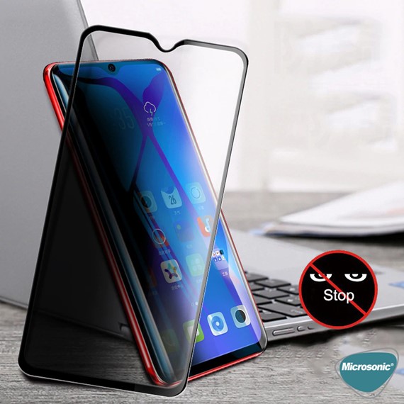 Microsonic Oppo A5 2020 Privacy 5D Gizlilik Filtreli Cam Ekran Koruyucu Siyah 4