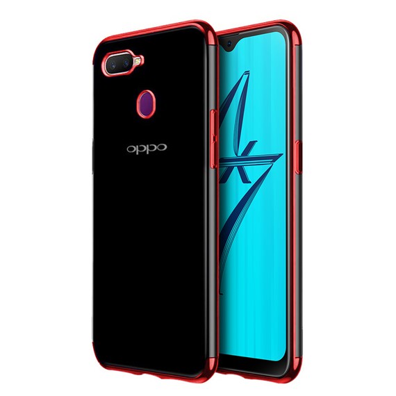 Microsonic Oppo A5S Kılıf Skyfall Transparent Clear Kırmızı 1